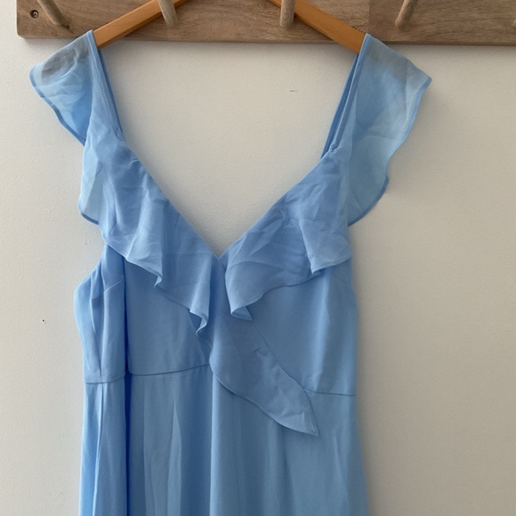 Lulus Charming Event Light Blue Asymmetrical Ruffled Chiffon Maxi Dress NWT XL - Picture 7 of 13